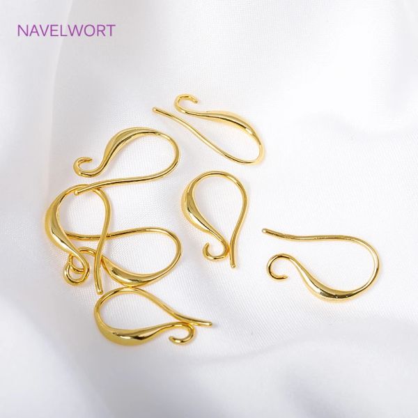18K Gold arame de orelha de orelha Brincos de jóias DIY Acessórios de jóias com arco de ródio externo Rodado de rodium ganchos de fio de ouvido