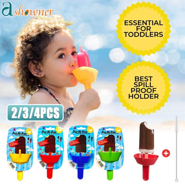 2-4pcs Porta pop per ghiaccio a prova di gocce a prova di gocciolamento con tuta pop con coccole di ghisa diversi per bambini