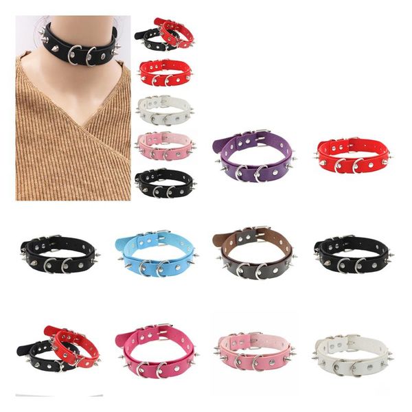 Chokers gótico preto cravado punk gola punk colares de rebaixas cravejadas para homens para homens bondage cosplay jóias góticas gotas de jóias ot9u0