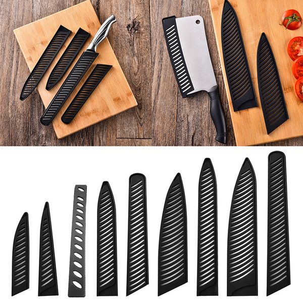 Küchenmesserscheide Schwarze Plastikmesser Deckungen hohl aus Messer Klingen Beschützer Cover Rand Guards Hülle Küchenzubehör
