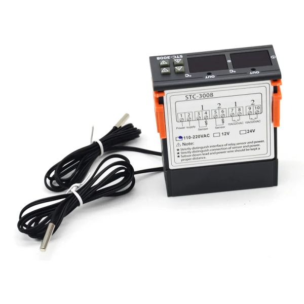 STC-3008 LED Digital Temperatur Controller Thermostat Thermostat Inkubator 12V 24 V 110 V 220 V