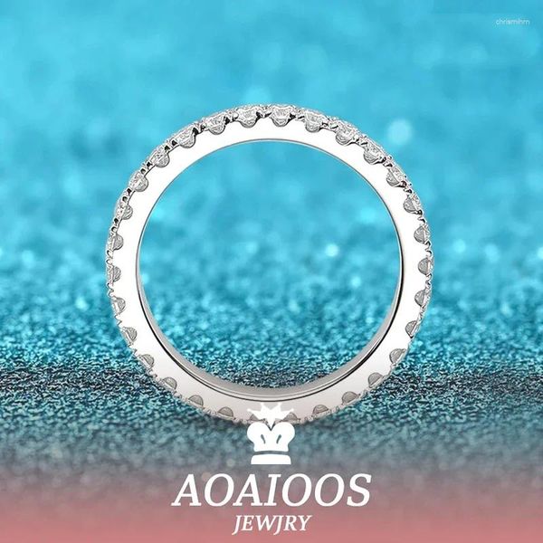 Кластерные кольца AOAIOOS 0,9CT 2 -мм кольцо MOISSANITE для женщин для женщин Полное участие