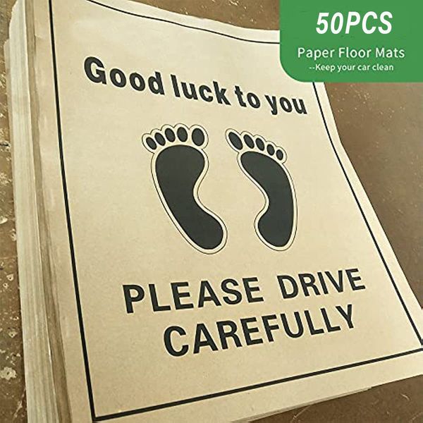 30Pcs/50Pcs Protective Auto Floor Mat Disposable Paper Floor Mats for Cars Printed Paper Automotive Floor Mat 19.7"x15.7"
