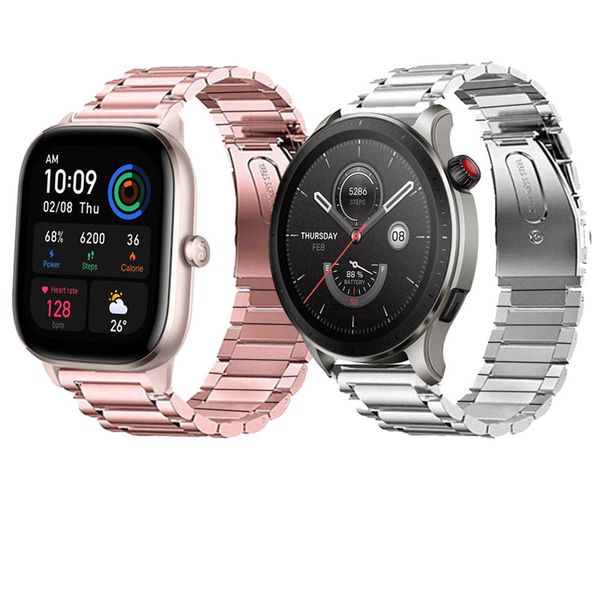 Banda di orologio da 20 mm/22 mm per Amazfit GTS 4/2E/GTS 2 Mini/GTR 4/3/47mm/GTR2/2E/Stratos 2/3 Sport Metal Bracciale per Amazfit Bip 3 Pro