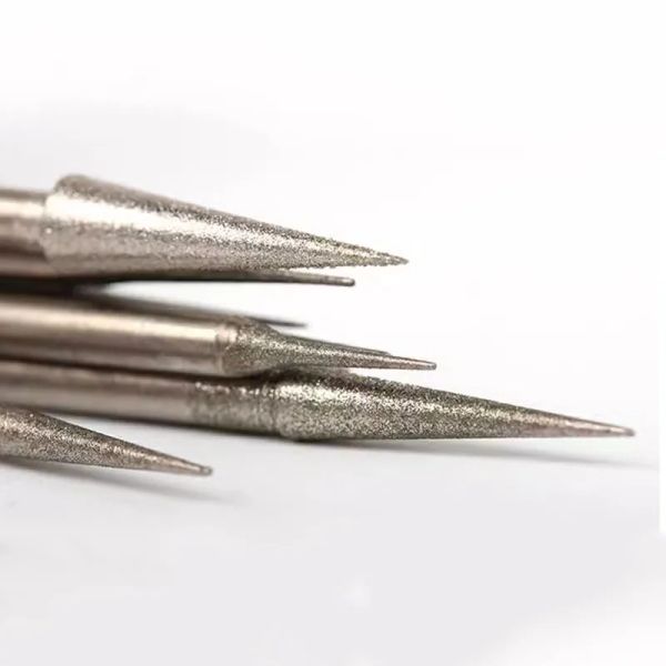 Schleifkopfnadelbits Burrs Gravurschnitzwerkzeug 2,35 mm Schaft für Glasstein Jade Kopfdurchmesser 0,6/0,8/1/1,5/1,8/2/2,5/3/4mm