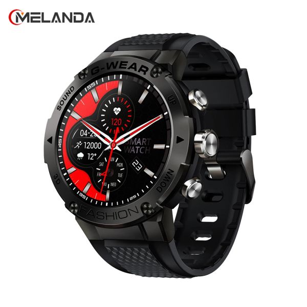 Uhren Melanda 2023 Luxus Smart Watch Männer Bluetooth Call Multisports Fitness Tracker Herzfrequenzmonitor Smartwatch für Android iOS