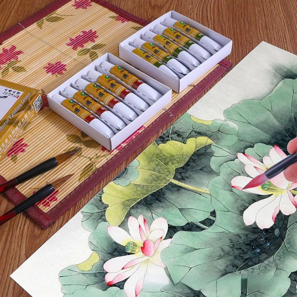 Geleneksel Çin Boyama Pigment 12ml Peyzaj Çiçek ve Kuş Profesyonel Sanat Makaleleri 5 Parçası Her Kutu Takviye İçin