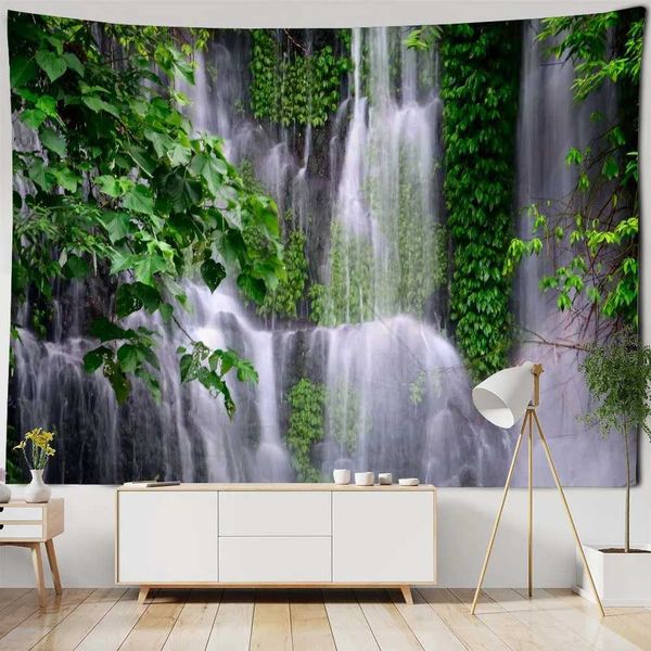 Taquestres impressos Sunshineshine 3d florestas Falls Tapestry parede pendurada boho sala de estar de parede de parede de fundo de pano decoração de ioga folhas de tapete r0411