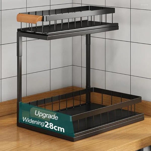 Haken Küchenregal Organizer Schmale Top Aufbewahrung Langable Metall 2-stufiges Schiebetat für unter