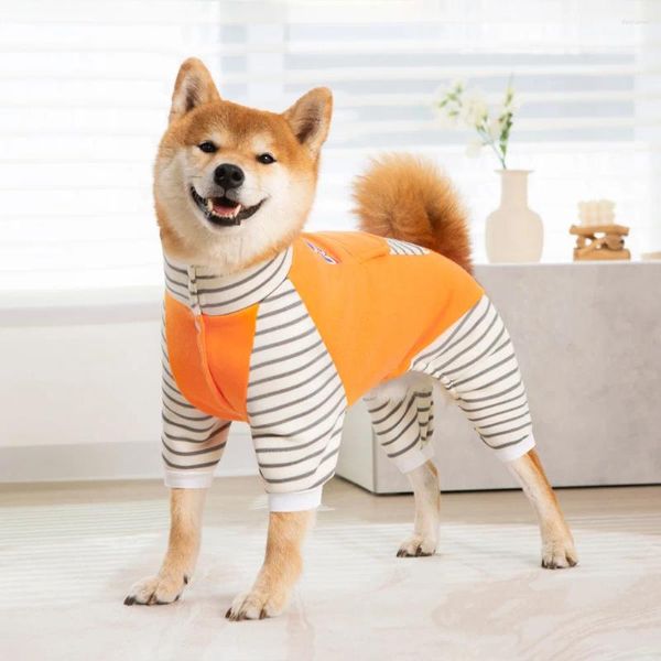 Listra de vestuário para cães pijamas grandes roupas confortáveis para cães grandes algodão macacão macacão evita o derramamento de cabelo