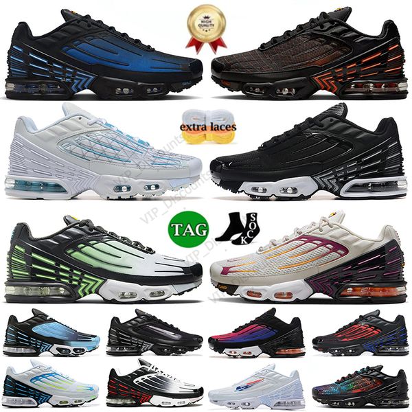 TN Plus III Sports Laufschuhe getestet Herren TN 3 Trainer Größe 12 TNS Laser Blau Triple Black White Einheit Berlin Obsidian 25 -jähriges Jubiläum Damenkissen OG Sneaker