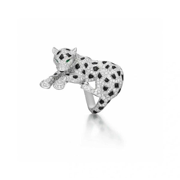 Designer Charm 925 ANello d'oro placcato in argento ad alta diamante carbone nonna nonna verde Carter Jaguar Serie pesante Industria ghepardo Qualità