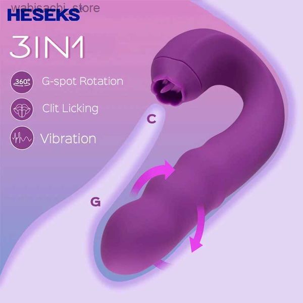 Altri articoli di bellezza per la salute Heseks 3in1 clitoride leccatura a rotazione g punto vibratore clitoride di dildo vaginale stimolatore vibrante giocattoli adulti per donne L49