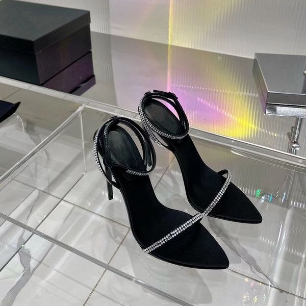 Дизайнерские женские сандалии на высоких каблуках модные кожаные заостренные сексуальные туфли для вечеринок скинни-каблуки Прета летние тапочки высокий качественный дизайнер шнурки размер коробки 35-42