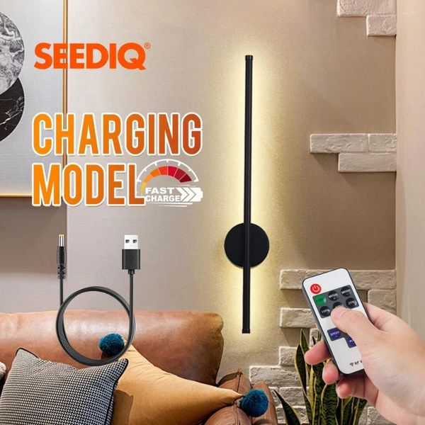 Lampada a parete LED leggera batteria alimentata a 80 cm Prontoni ricaricabili all'interno del letto wireless camera da letto nero