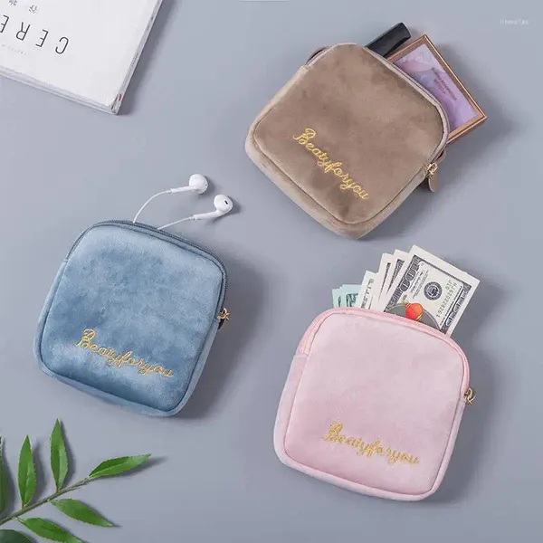 Bolsas de tampão de armazenamento Bolsa de tampão protegida Bolsa sanitária de batom de batom organizador de maquiagem Chave de dados de fones de ouvido cosmético