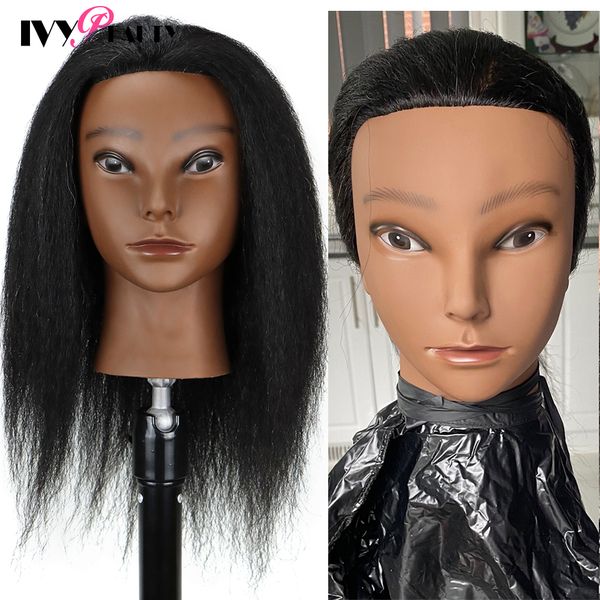 Women African Mannequin Head con capelli veri per lo styling intrecciato professionale allenamento afro parrucche per capelli.