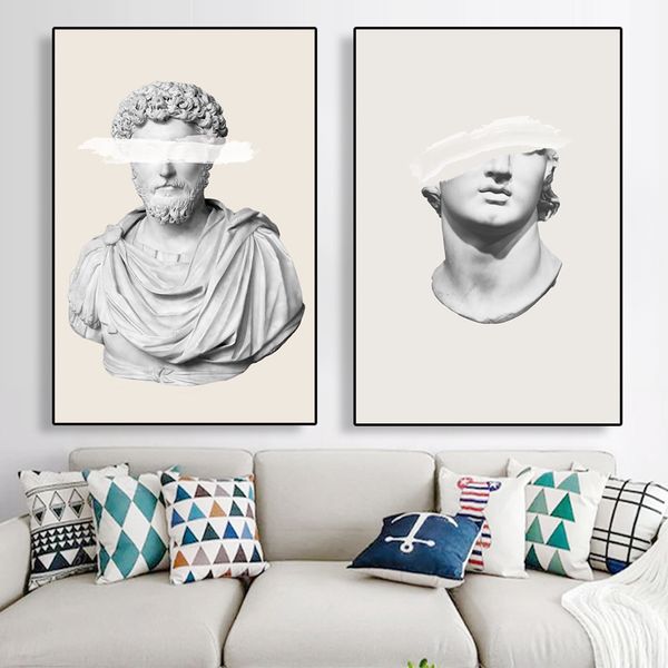 Estátua romana impressa a escultura de mármore grego Grega Poster Decoração da sala estética David mitologia grega abstrata de arte de arte de parede decoração