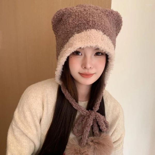 Berretti di berretti all'uncinetto portano cappello per la protezione della lana per la lana addensata inverno caldo