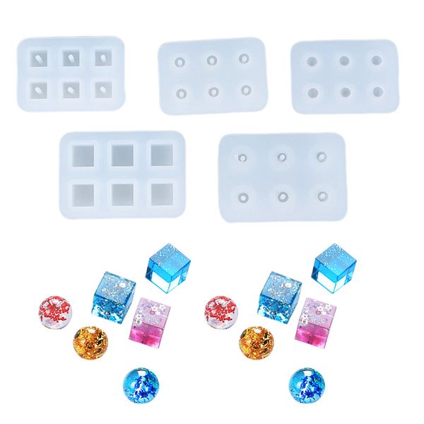 6grids Orecchini a sospensione a sfere a sfere a sfere in silicone stampo per fusione di resina bracciale stampo fai -da -te dosa