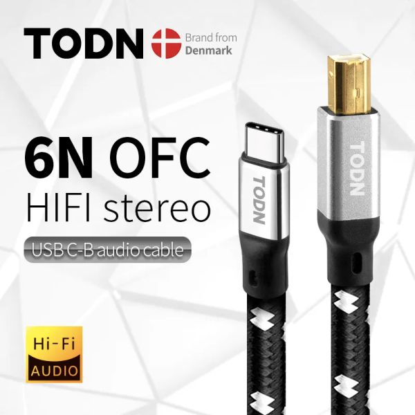 Connettori TODN USB DAC Cavo Tipo C per tipo B Cavo stereo Hifi 6N OFC Dati Audio Digital Cavo per cellulare DAC