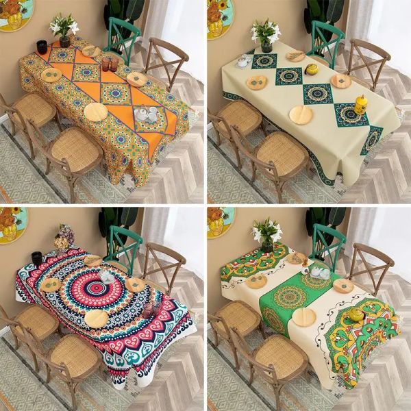 Bohemian Ethnischer Druckschktuhl Tuch Couchtisch Tischdecke Rechteck Cafe Tischdecke Tisch Cover Hochzeitsdekor Nappe de Tisch