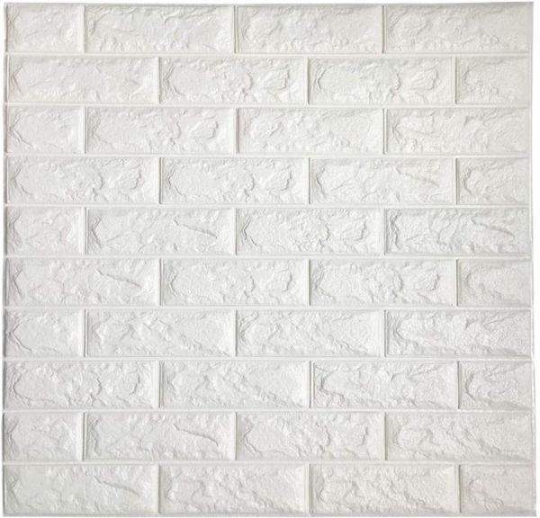 Adesivo de parede de tijolos 3D Autes de parede Auto -adesivo Peel para colar painéis decorativos de parede para sala de estar quarto branco cor 3d wallpap6943469