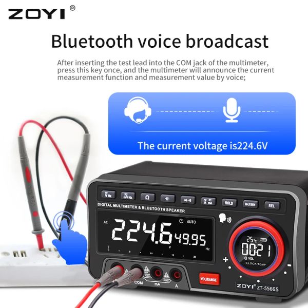 Zoyi ZT-5566SE Desktop Voice Multimeter Professional Digital Bluetooth 19999 считает True RMS Auto Range DC/AC Meter