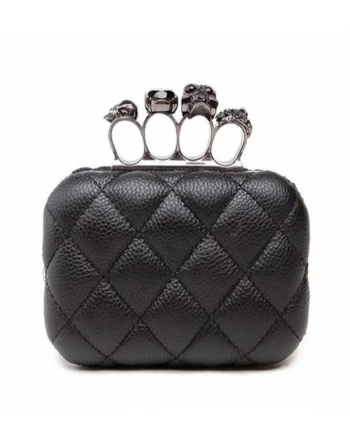 Schädel Ring Frau Abendtasche Vintage Plaid Clutch Ladies Messenger Bags Mini Black Luxury Party Clutches