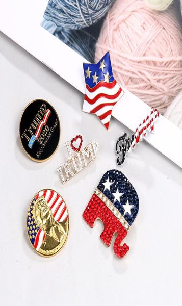 Hot Trump Broche American IC Republicano Eleitoral Pin Diamond Trump Eleitoral Comemorativo Crachá com WY1153083722