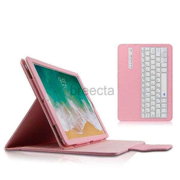 Tablet PC Kılıfları İPad Pro 9.7 A1673 A1674 Bluetooth Klavye Deri Kılıfı 9.7 İnç Lychee Desen Çıkarılabilir Bluetooth Klavye Kılıfı 240411