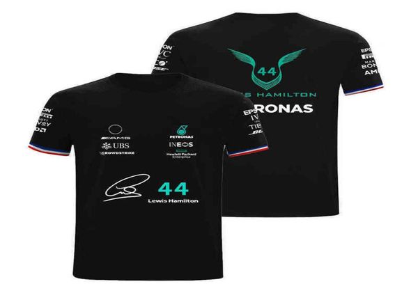 F1 Формула -1 44 Футболка Lewis Hamilton 63 Джордж Рассел Фан -Электростанция Джерси Летняя футболка Ang Petronas Edition Children Clot5322216