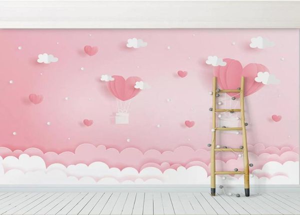 Bacal Custom 3D PO Wallpaper Pink Clouds Prinzessin Kinder Raum Mädchen Schlafzimmer Hintergrund Dekoration Wandwallpaper für Kinder Ro5403675