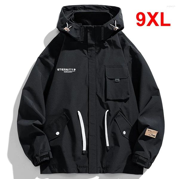 Giacche da uomo giacca da campeggio nero uomo cappotto per il vento plus size 9xl casual cargo capocarie maschili grandi