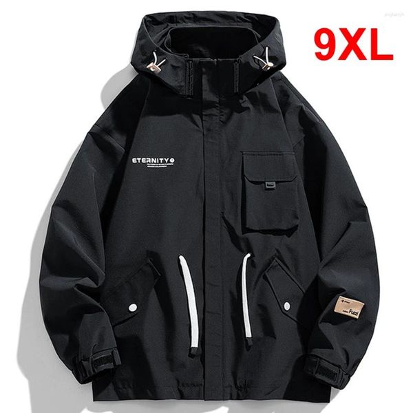 Erkek Ceketler Siyah Kamp Ceket Erkekler Rüzgar Çekim Plus Boyut 9xl Moda Günlük Kargo Erkek Outerwear Big