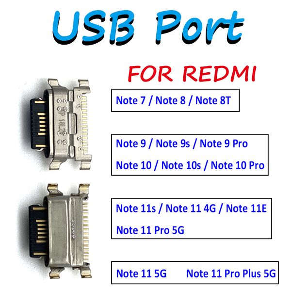 Оригинал для Redmi Note 11S 11E 7 8 8T 10S 9S 9 10 11 Pro Plus 5G Micro Mini USB -разъем