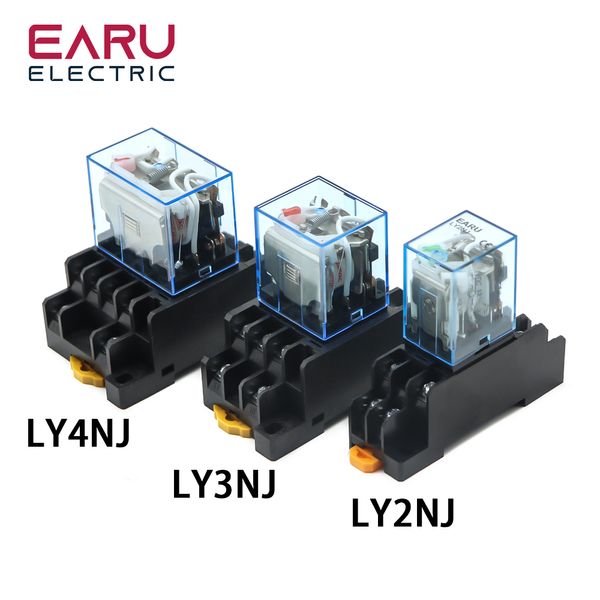LY2NJ LY3NJ LY4NJ DIN RAIL Маленькая электромагнитная реле мощность реле DC12V DC24V AC110V AC220V с базой сокета