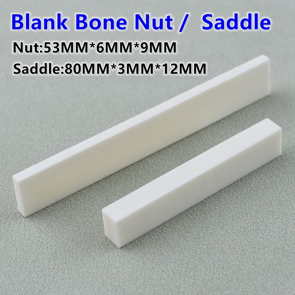 1PC 6 String Guitar Bone Nut and Bridge Saddle feito de osso real para peças e acessórios de guitarra acústica/ elétrica