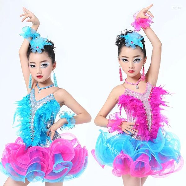 Bühne Wear Latin Dance Kleiderwettbewerb Kinder Professionelle für Mädchen Ballsaal Moderne Walzer Tango Cha Kleider Kinder Kostüme