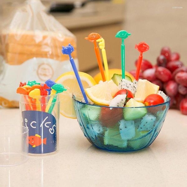 Posate usa e getta 20 pezzi piccoli forchette dessert animali marini a forma di decorazione in bento scatola di plastica mini scoapper