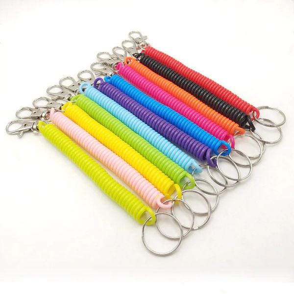 Plástico elástico elástico de plástico Chave retrátil Pulso Bobina de mola de primavera Chave de cordão esticada Chain Keyring Titular