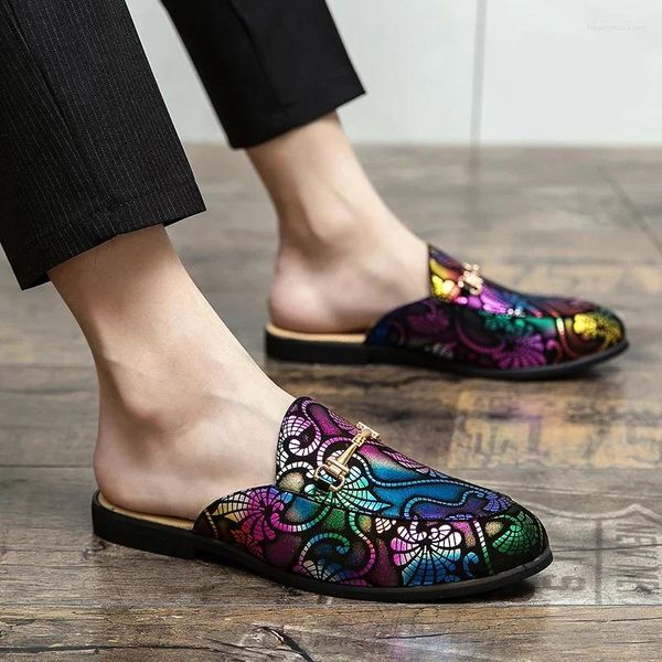 Lässige Schuhe Model Männer schwarze Halbschuhe hochwertige Leder -Baotou -Ladungen Leichte Flats Sandalen Sandalen