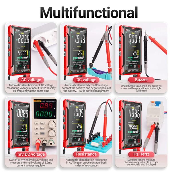 Aneng 622B DC/AC 9999 Digital Smart Multimetro 10A Tester Meter range Auto Multitester RMS con capacità Laser Capacità OHM