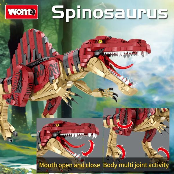 Big Dinosaur Building Block Jurassic Tyrannosaurus Rex Mundo 2 DIY Assembléia Bricks Figuras Dino Pterossaur Toy Kids Dinosaur Presente