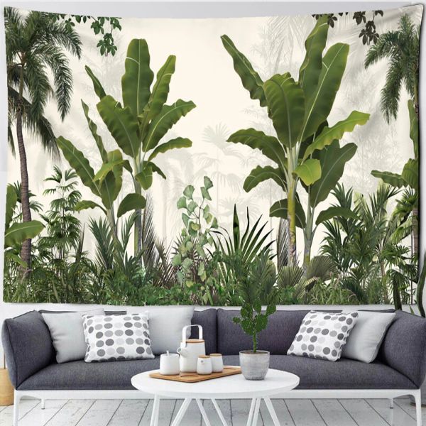 Tropical Botanical Garden Tapestry Wall Style Hanging Scenery Natural Schermo Tropical Rainforest Palm Tree Wall Asteetic per l'arredamento