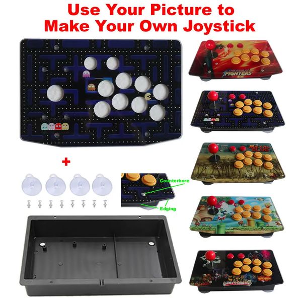 DIY Arcade Joystick Kits Peças Painel de obra de acrílico 10 botões Caixa de caixa plana 240410