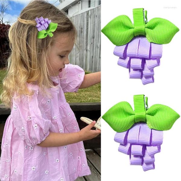 Accessori per capelli Oaoleer 2pcs/set uva clip per bambino creativo nastro creativo bowknot cornici fatti a mano barretti per bambini ornamenti