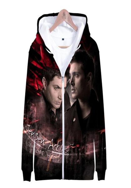 SPN Supernatural 3D Zip Up Womenmen Felpa con cappuccio Streetwear Streetwear Hip Hop Sleeve Lunga con cappuccio con cappuccio con cappuccio maschio Trackuit4654815