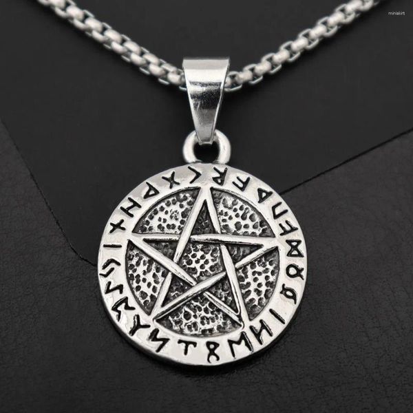 Colares pendentes Vintage Five Point Star Viking Rune Charm Men's Colar Fashion Fashion Hip Hop Punk Acessórios Jóias Party Gift Wholesale