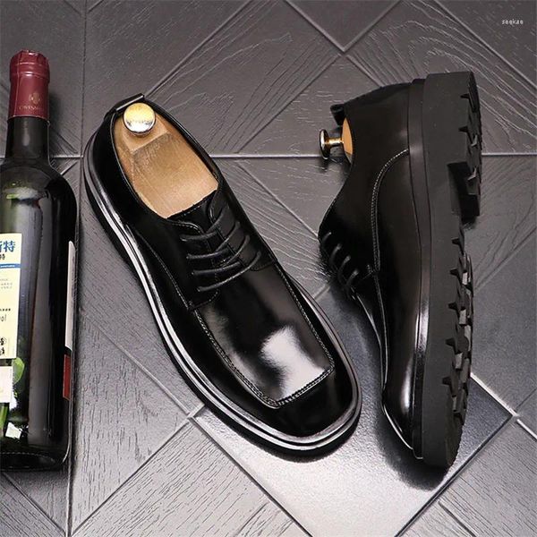 Casual Shoes Modetrend Black Men Leder Herren Business Slaafers Zapatillas Hombre